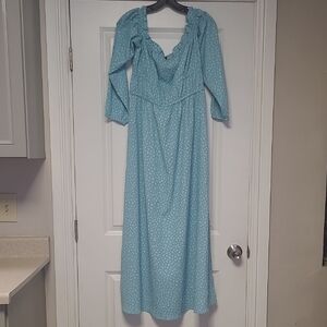 H&M Light Blue Floral Long Sleeve Maxi Dress